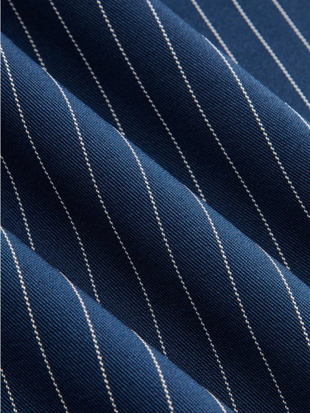 Commense Navy Pinstripe One-Shoulder Crop Top & Wide-Leg Pants Set - Picture 6 of 14